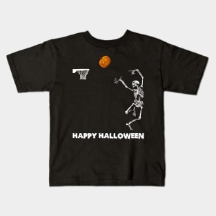 Skeleton basketball tshirt halloween funny gift t-shirt Kids T-Shirt